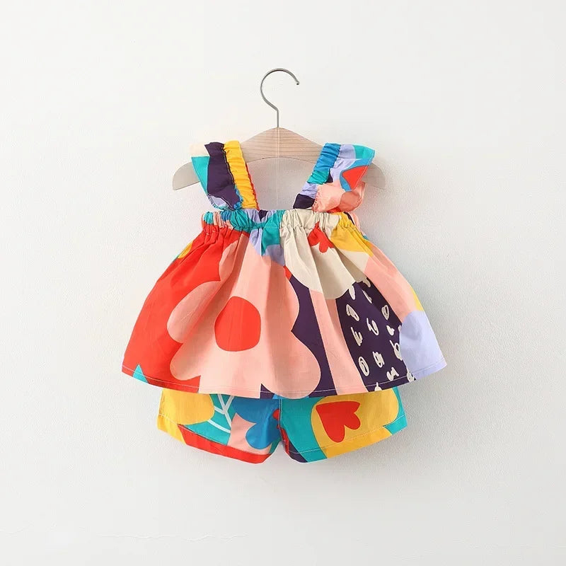 2-piece set for girls: flowers and color! - (9 months to 6 years)