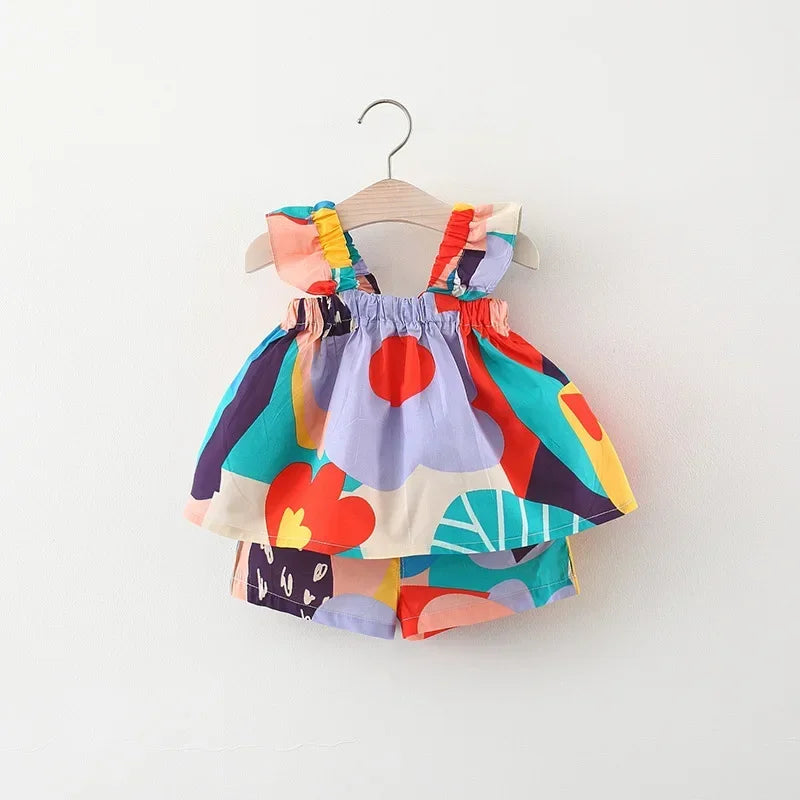 2-piece set for girls: flowers and color! - (9 months to 6 years)