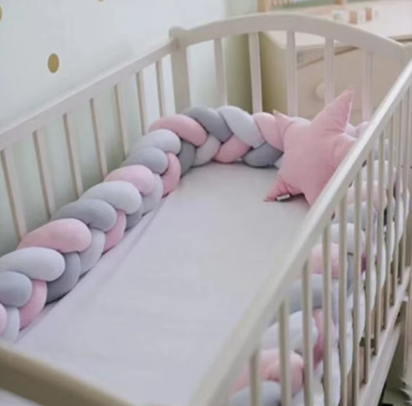 Braided crib bumper: ultra soft &amp; secure! (1m to 4m, several colors available)