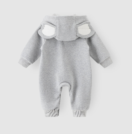 Combinaison bébé Grise à Capuche | Confort Doux pour Hiver & Mi-saison (garçon et fille)