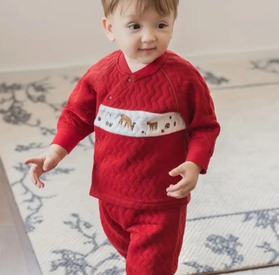 Conjunto rojo de 2 piezas "ELGURCOOC" | festivo y cálido