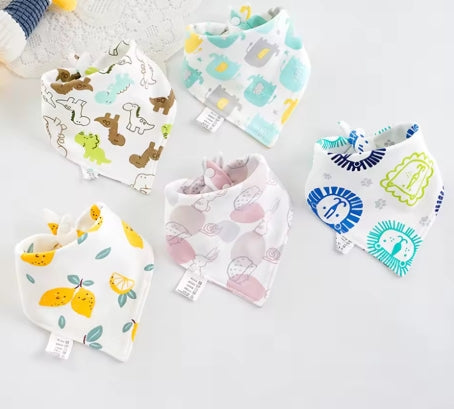 Triangle bib in double cotton: drooling has never been so cute! (pack of 5)
