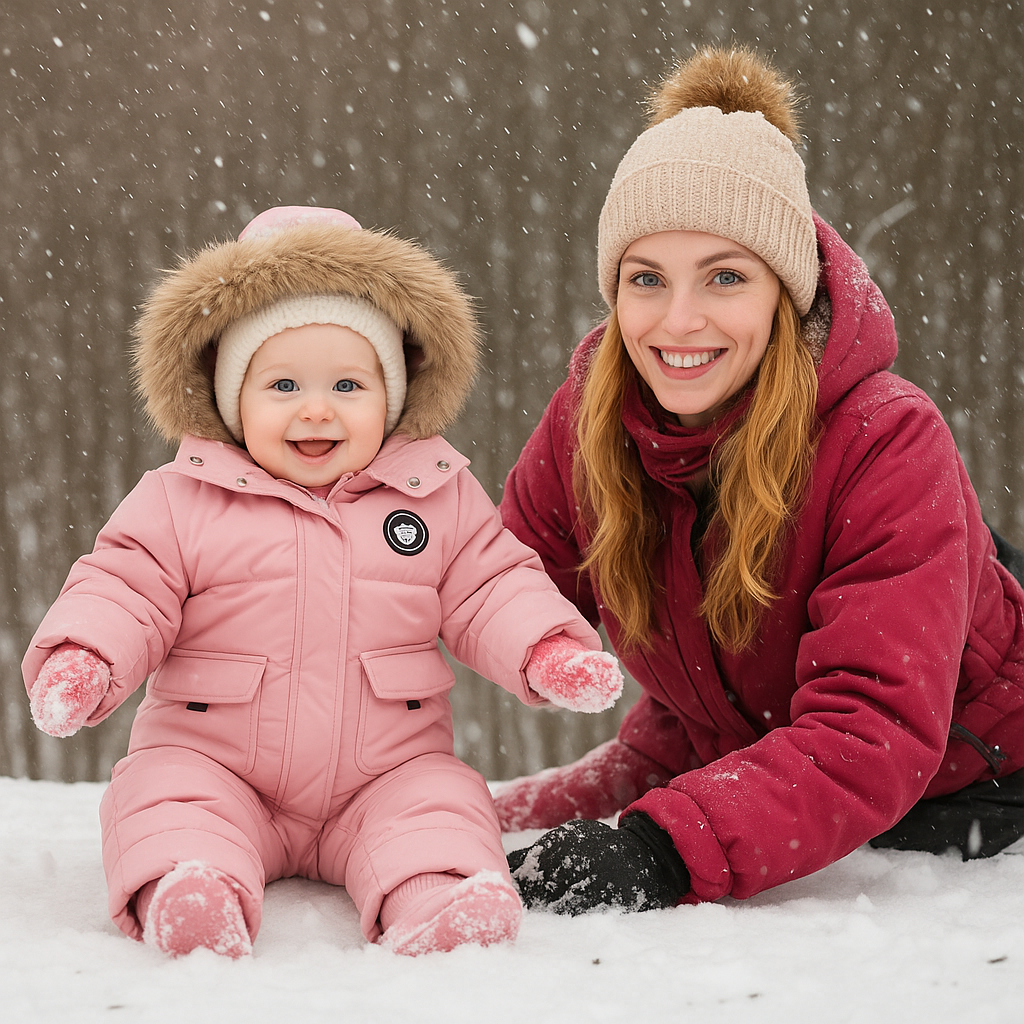 Conjunto de 2 piezas de pelele y chaqueta de plumas para bebé | WinterProtect