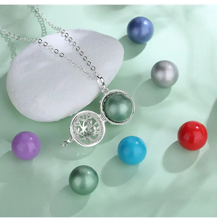 Collar con bola de embarazo Eudora: colgante de “árbol de la vida”, bola musical de 18 mm, joyería DIY