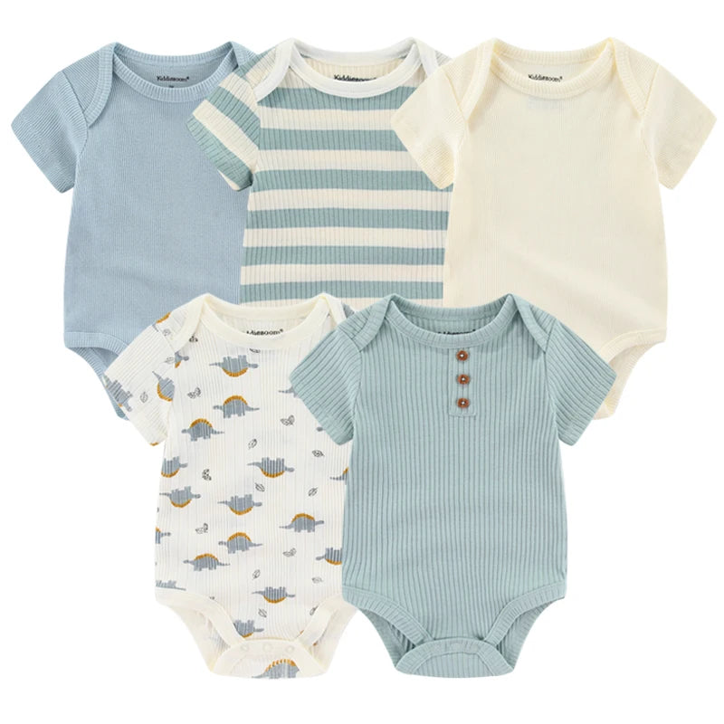 Pack of 5 Kiddiezoom short-sleeved bodysuits: comfort and cheerful designs (boys and girls)