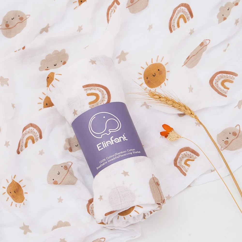 ✨Baby Receiving Blanket 120x110cm – Ultra Soft Cotton Muslin – Multi-purpose (bath, bed, stroller)