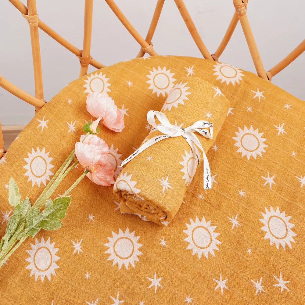 ✨Baby Receiving Blanket 120x110cm – Ultra Soft Cotton Muslin – Multi-purpose (bath, bed, stroller)
