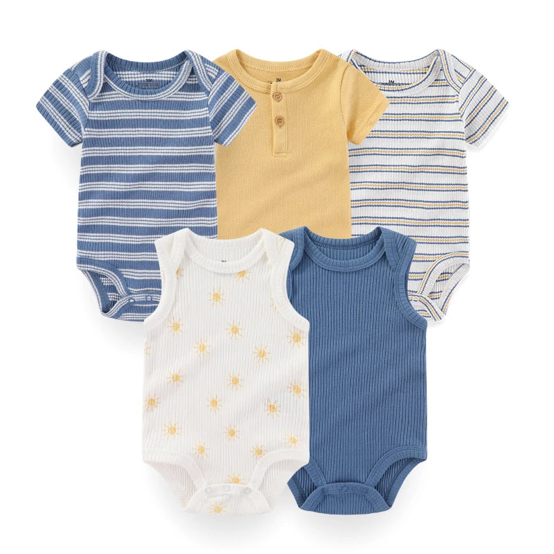 Pack of 5 Kiddiezoom short-sleeved bodysuits: comfort and cheerful designs (boys and girls)