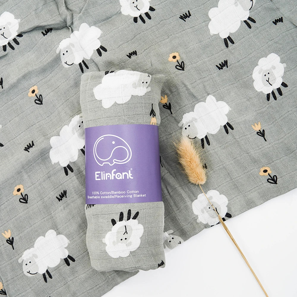 ✨Baby Receiving Blanket 120x110cm – Ultra Soft Cotton Muslin – Multi-purpose (bath, bed, stroller)