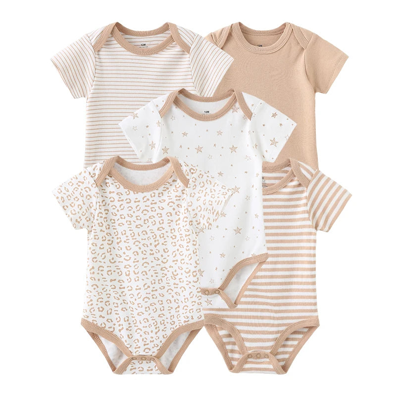 Pack of 5 Kiddiezoom short-sleeved bodysuits: comfort and cheerful designs (boys and girls)