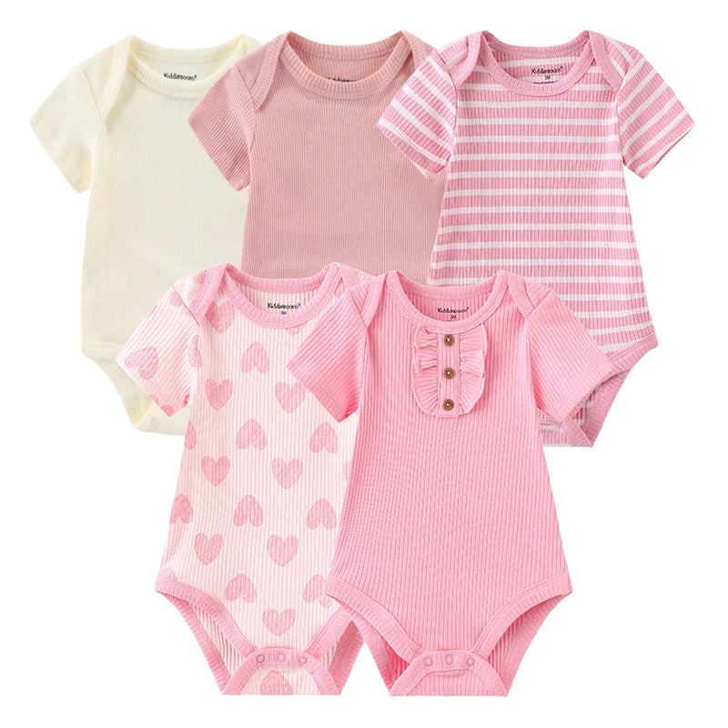Pack of 5 Kiddiezoom short-sleeved bodysuits: comfort and cheerful designs (boys and girls)