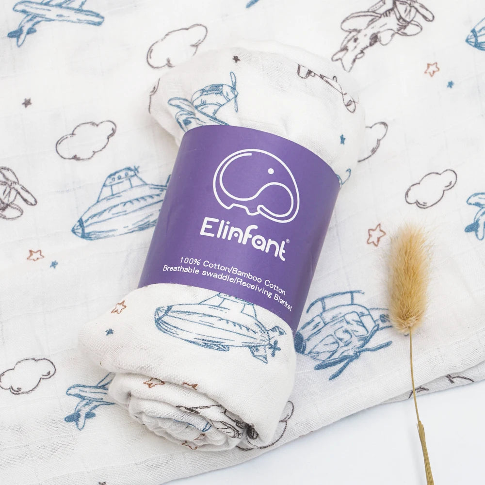 ✨Baby Receiving Blanket 120x110cm – Ultra Soft Cotton Muslin – Multi-purpose (bath, bed, stroller)