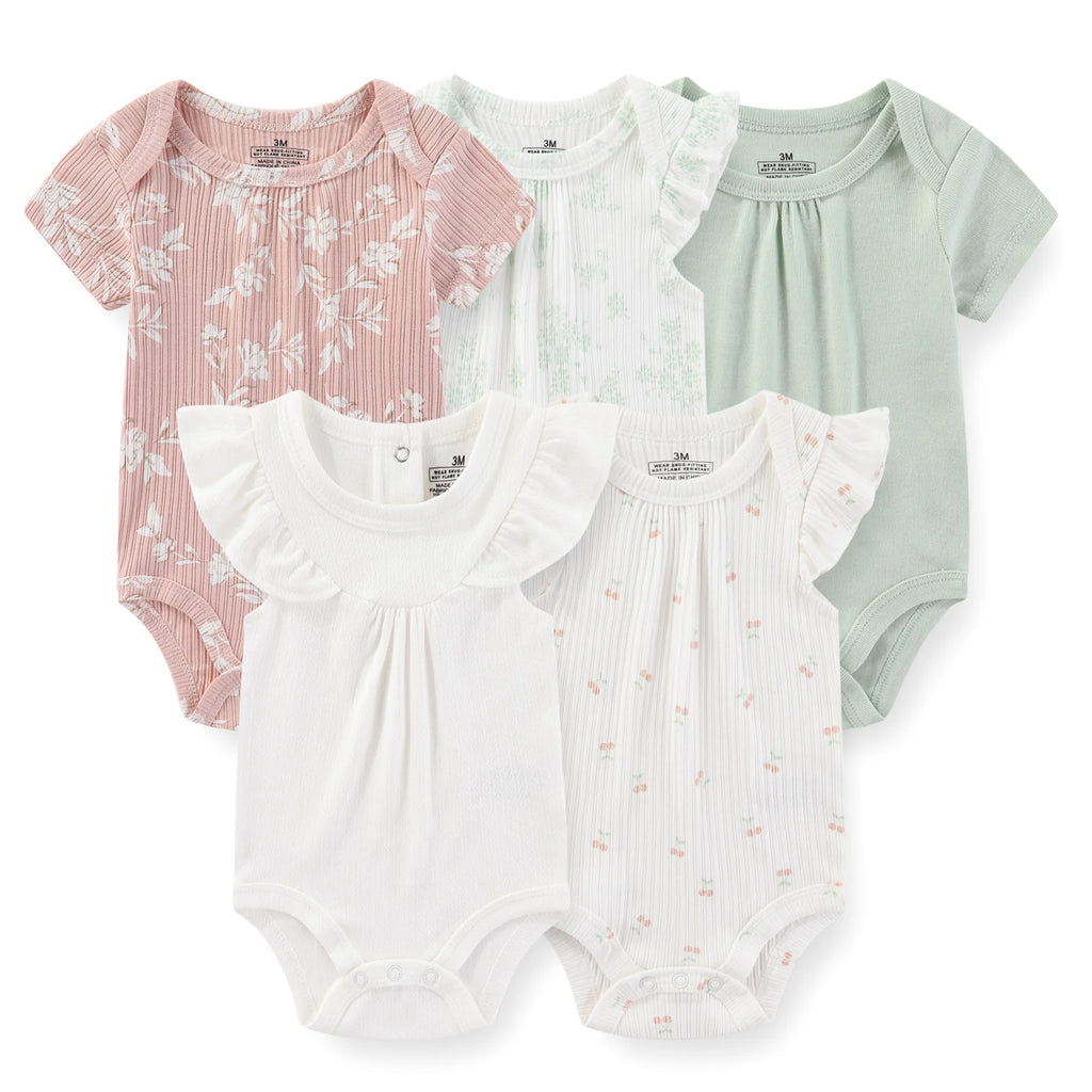 Pack of 5 Kiddiezoom short-sleeved bodysuits: comfort and cheerful designs (boys and girls)
