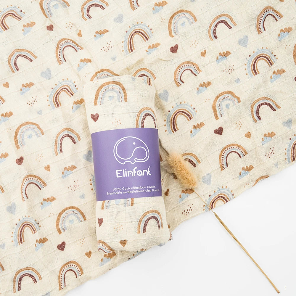 ✨Baby Receiving Blanket 120x110cm – Ultra Soft Cotton Muslin – Multi-purpose (bath, bed, stroller)