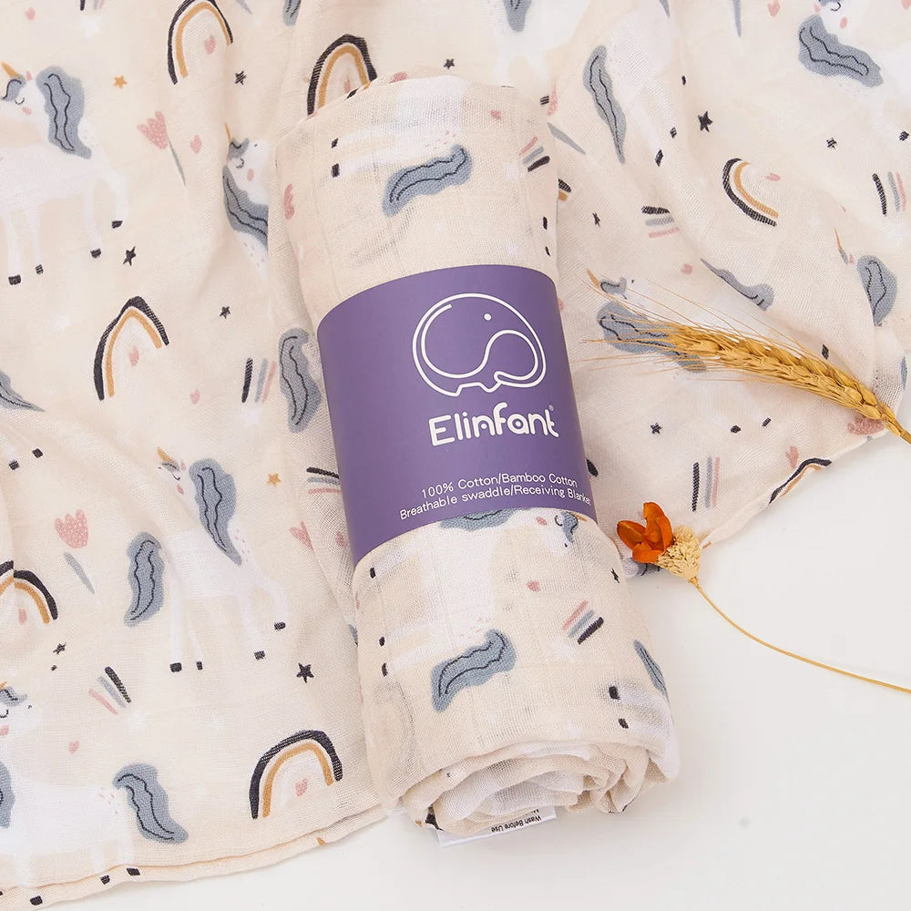 ✨Baby Receiving Blanket 120x110cm – Ultra Soft Cotton Muslin – Multi-purpose (bath, bed, stroller)