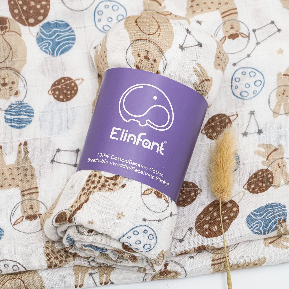 ✨Baby Receiving Blanket 120x110cm – Ultra Soft Cotton Muslin – Multi-purpose (bath, bed, stroller)