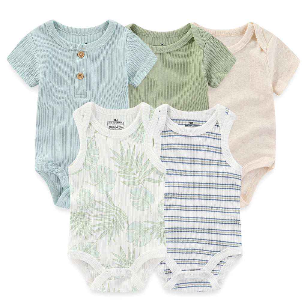 Pack of 5 Kiddiezoom short-sleeved bodysuits: comfort and cheerful designs (boys and girls)