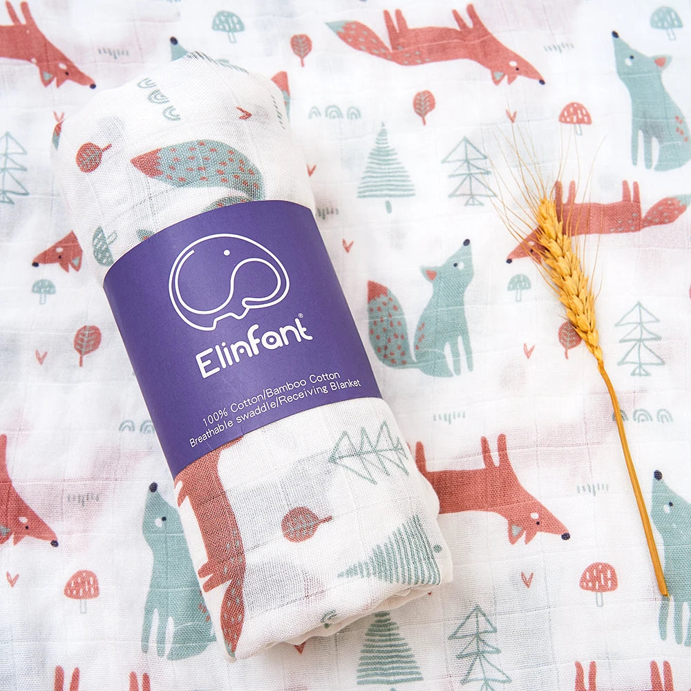 ✨Baby Receiving Blanket 120x110cm – Ultra Soft Cotton Muslin – Multi-purpose (bath, bed, stroller)