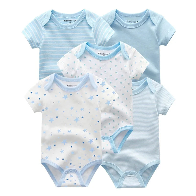 Pack of 5 Kiddiezoom short-sleeved bodysuits: comfort and cheerful designs (boys and girls)