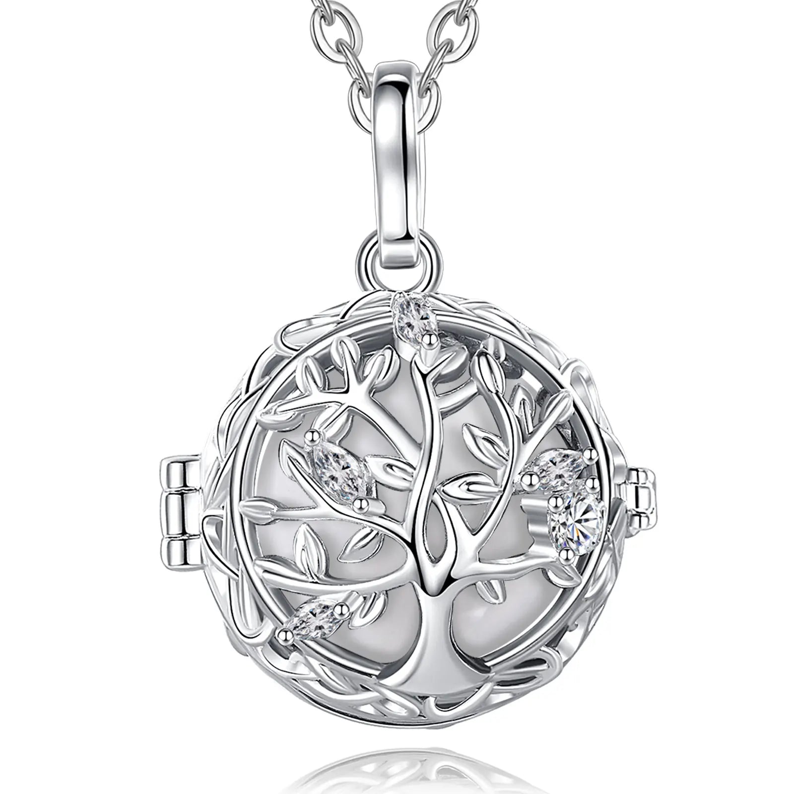 Collar con bola de embarazo Eudora: colgante de “árbol de la vida”, bola musical de 18 mm, joyería DIY
