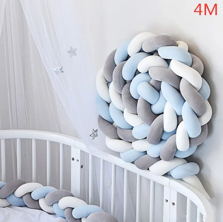 Braided crib bumper: ultra soft &amp; secure! (1m to 4m, several colors available)