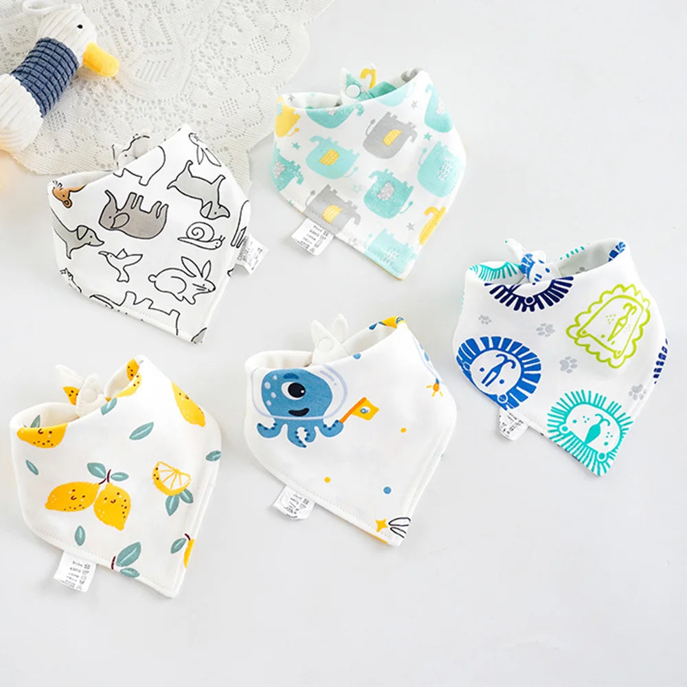 Triangle bib in double cotton: drooling has never been so cute! (pack of 5)