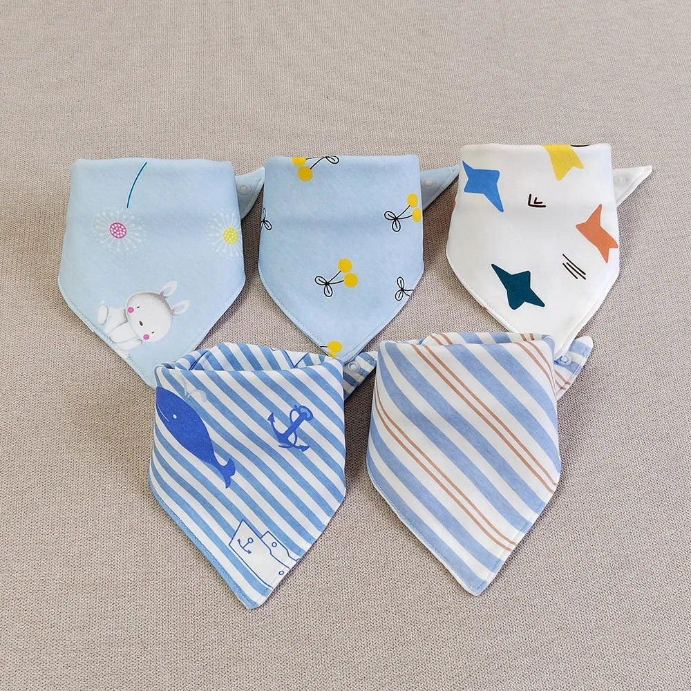 Triangle bib in double cotton: drooling has never been so cute! (pack of 5)