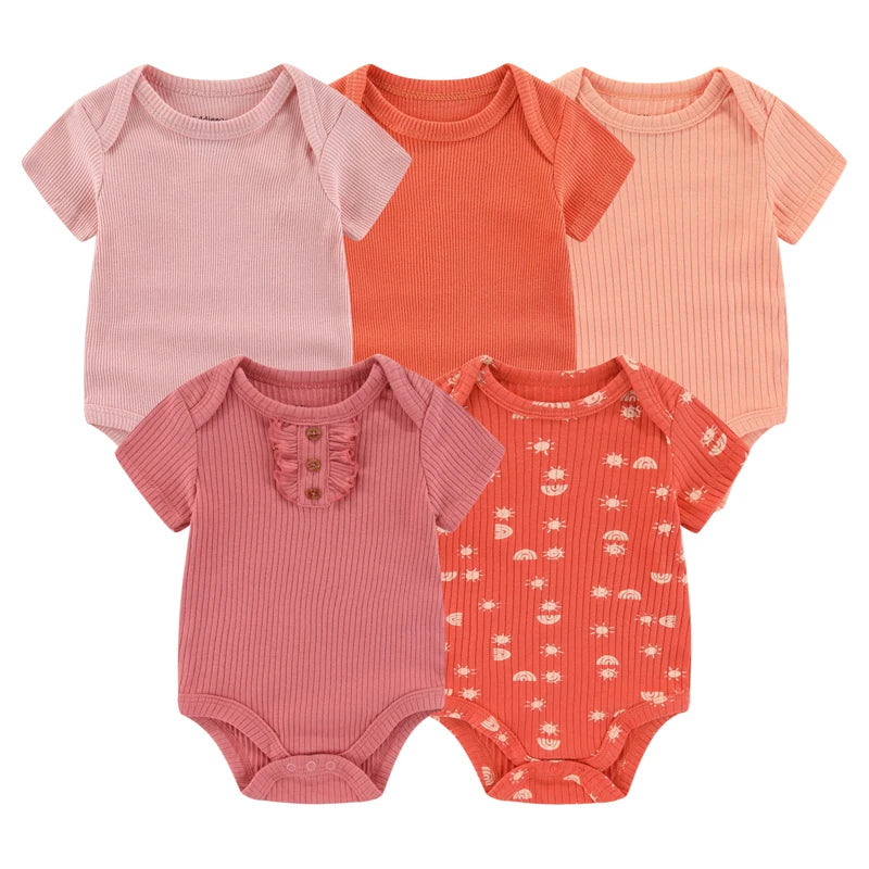 Pack of 5 Kiddiezoom short-sleeved bodysuits: comfort and cheerful designs (boys and girls)