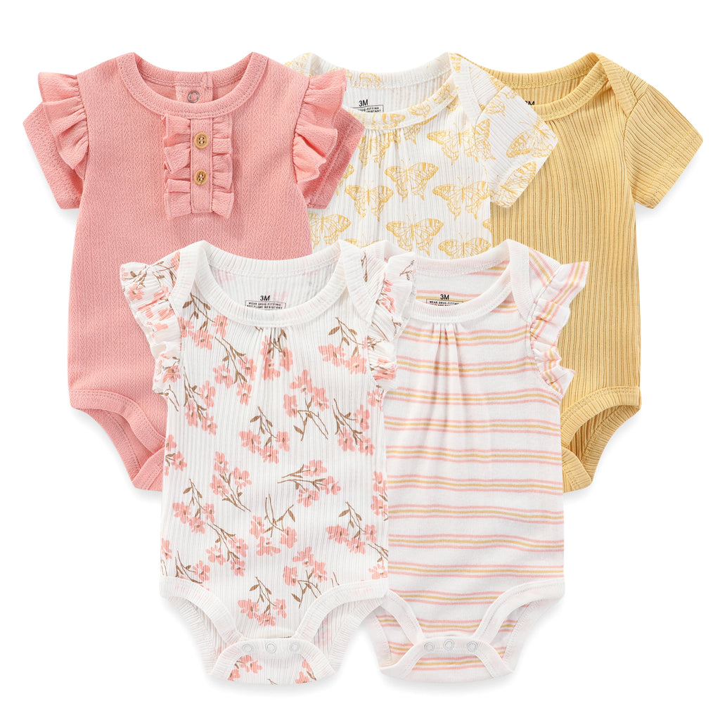Pack of 5 Kiddiezoom short-sleeved bodysuits: comfort and cheerful designs (boys and girls)