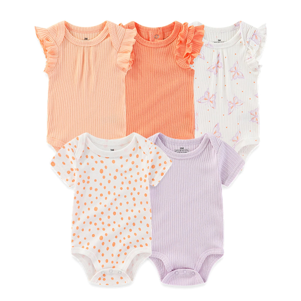 Pack of 5 Kiddiezoom short-sleeved bodysuits: comfort and cheerful designs (boys and girls)