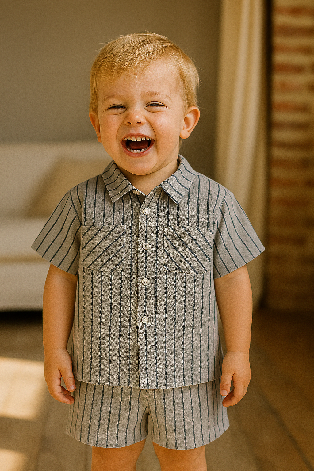 Conjunto de camisa y pantalón corto para niño: ¡un look pequeño, un gran impacto!